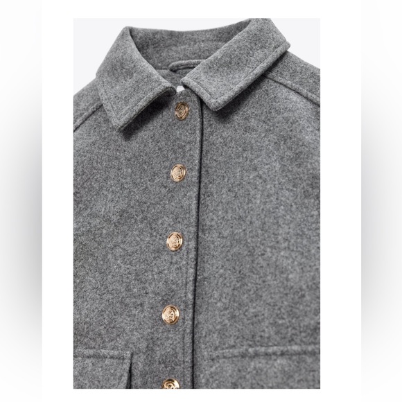 NWT Zara gold button soft touch jacket gray - Picture 10 of 10